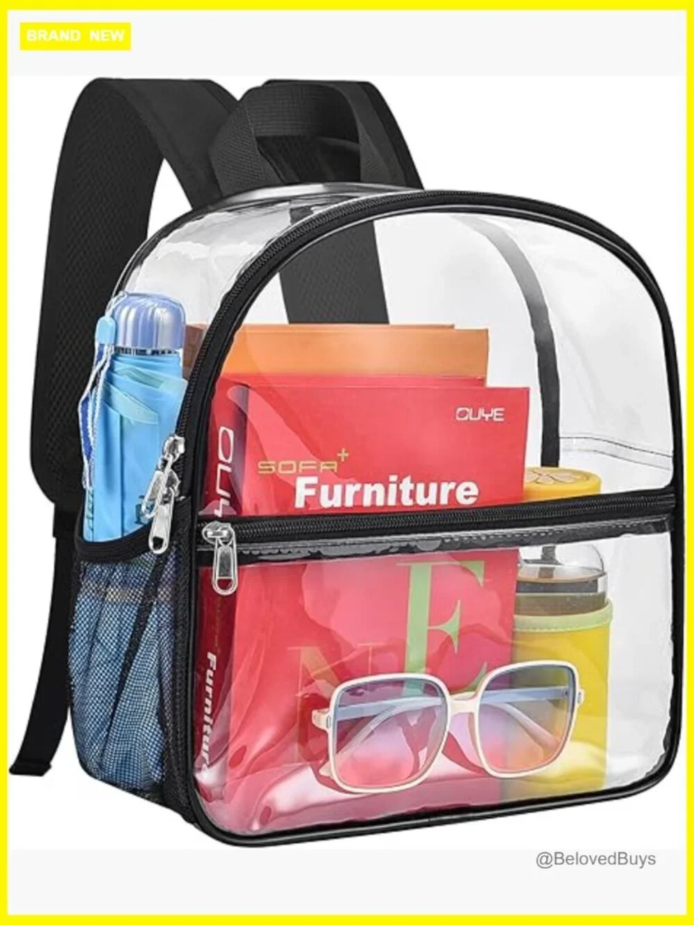 Clear Backpack Stadium Approved 12x12x6 Padded Straps School Concert Event